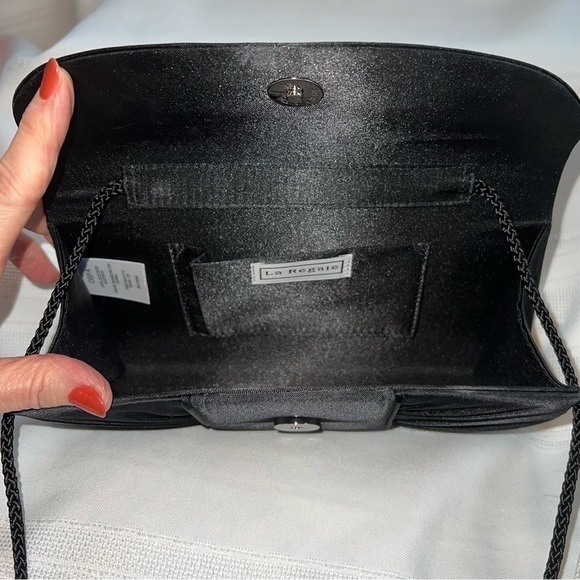 La Regale Elegant Black Clutch with Braided Strap - Picture 3 of 6